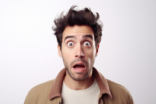 horrified man isolated on background