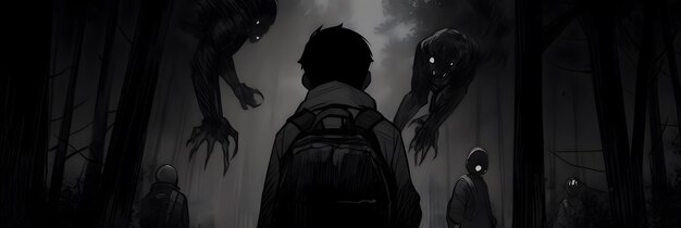 Photo horror anime manga style background design art