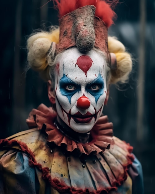 Horror Classic Clown in Creepy smiley gezicht en Classic Costumes volledige gezichtsmake-up