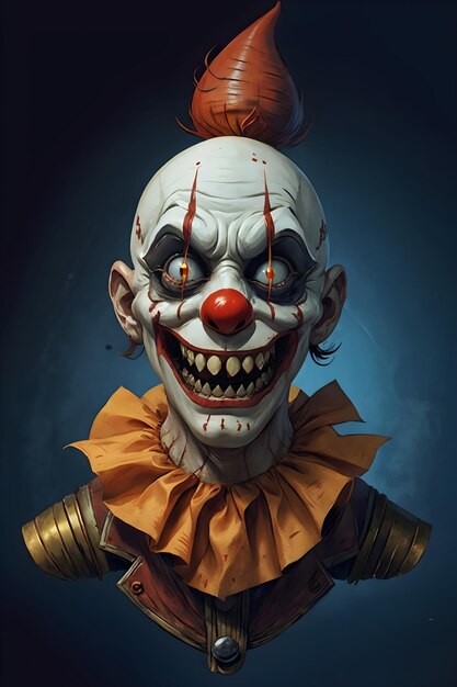 horror creepy clown with long sharp teeth