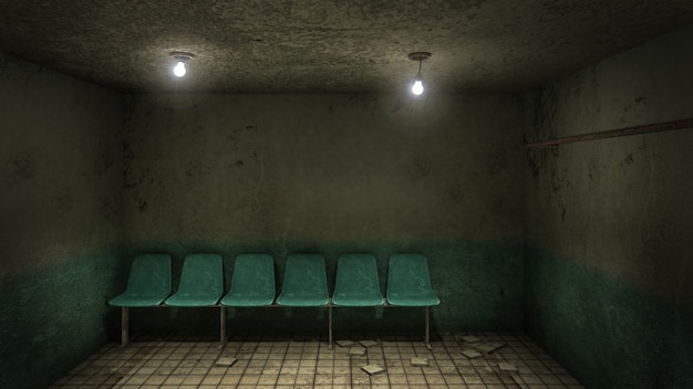 Horror and creepy waiting room in the hospital