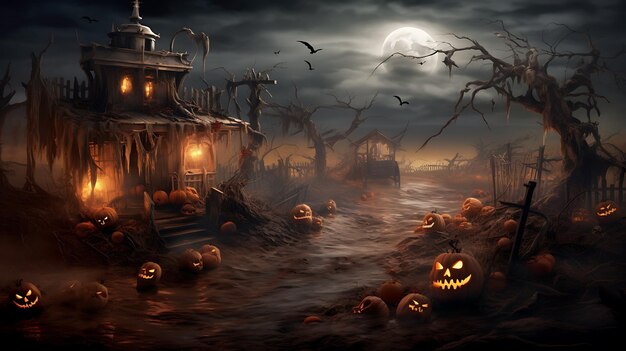 horror fantasy Halloween landscape background 4K