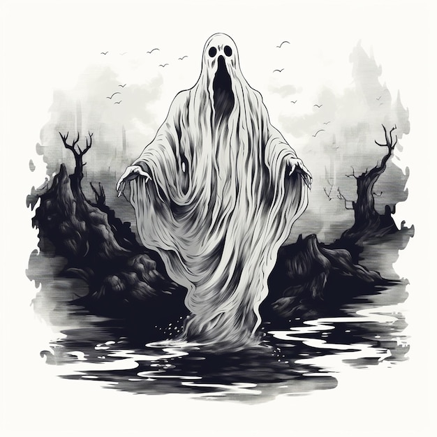 Horror Ghosts Art Creepy HandDrawn Design