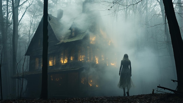 horror house HD 8K wallpaper Stock Photographic Image