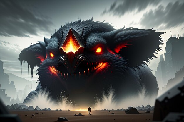 Horror monster dangerous monster death game character illustration wallpaper background design