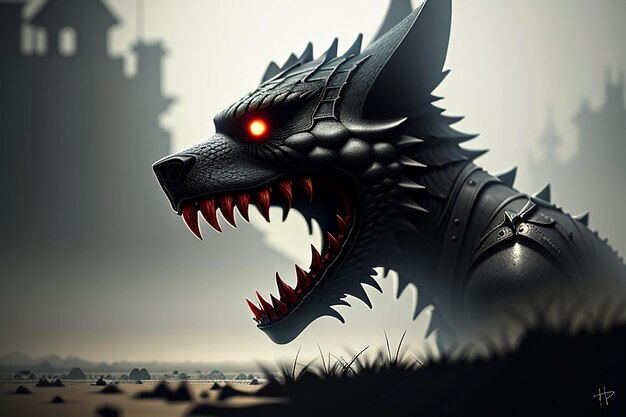 Horror monster dangerous monster death game character illustration wallpaper background design