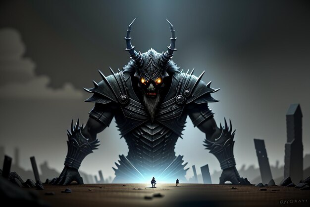 Horror monster dangerous monster death game character illustration wallpaper background design