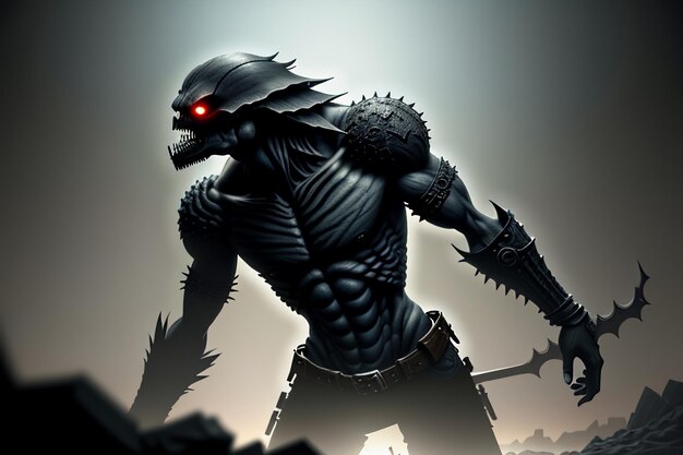 Photo horror monster dangerous monster death game character illustration wallpaper background design