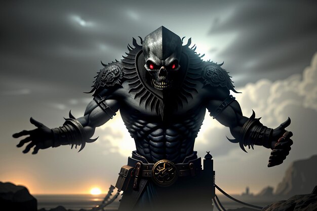 Horror monster dangerous monster death game character illustration wallpaper background design