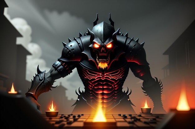 Horror monster dangerous monster death game character illustration wallpaper background design