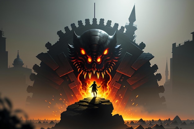 Horror monster dangerous monster death game character illustration wallpaper background design