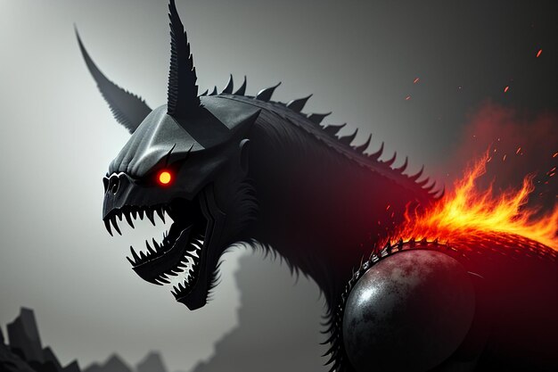 Horror monster gevaarlijk monster dood spel karakter illustratie wallpaper achtergrondontwerp