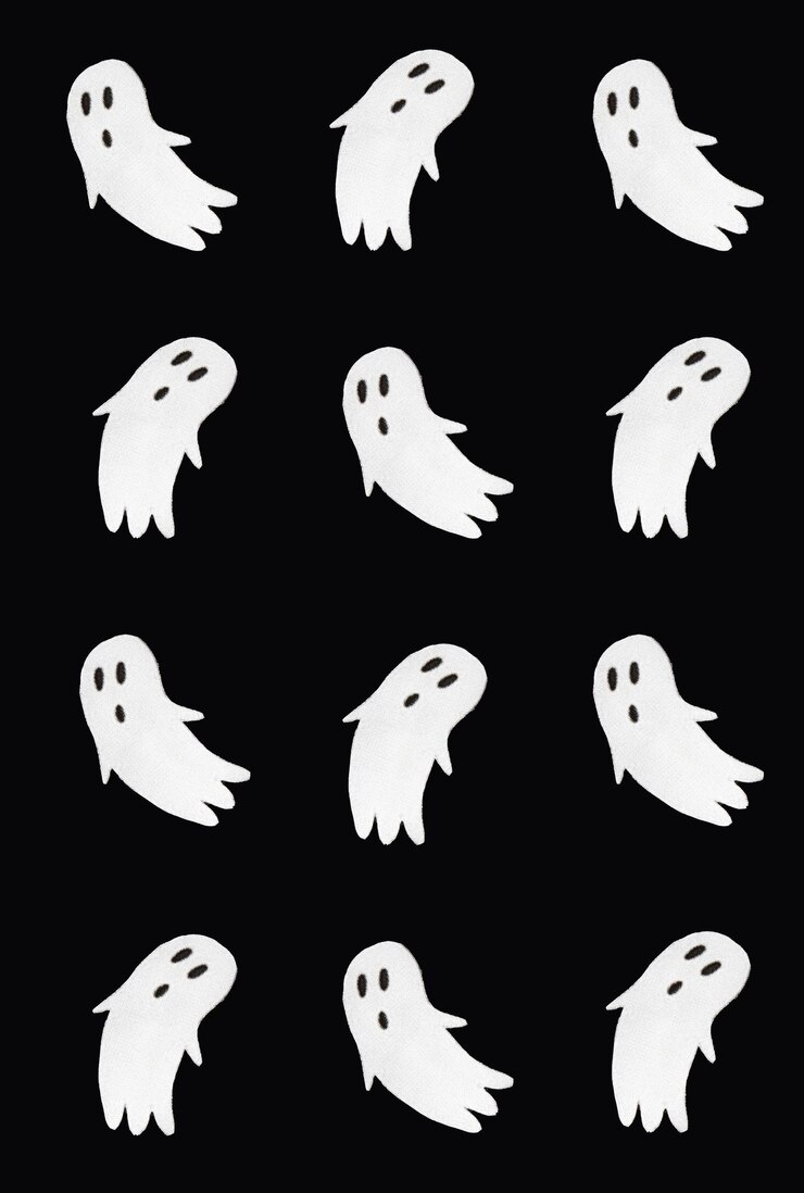 Photo 黒の背景に幽霊で作られたホラー パターン不気味なアイデア ハロウィーンやサンタ ムエルテのコンセプト