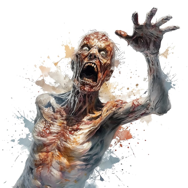 Horror scary figure watercolor illustration horror halloween clipart