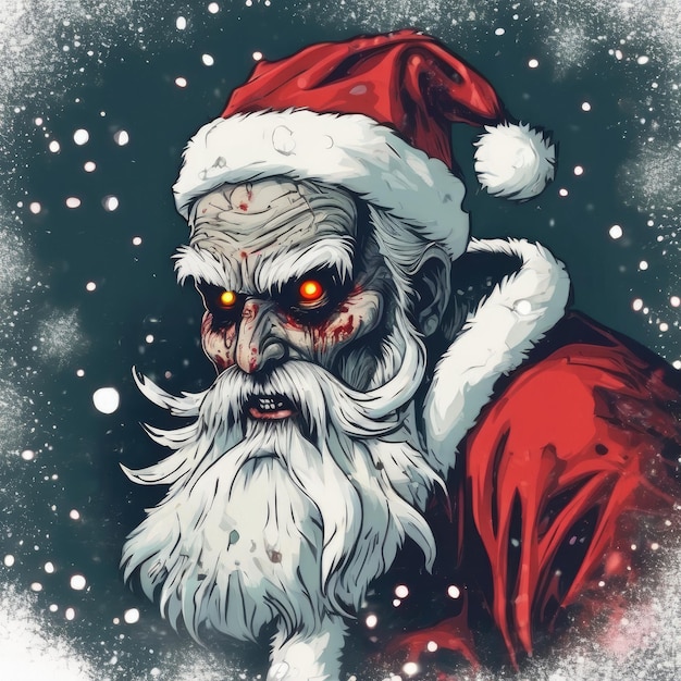 Horror zombie Kerstman portret ai generatief