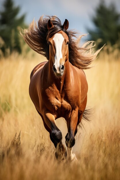 hors galloping in the steppe Generative AI