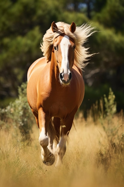 Photo hors galloping in the steppe generative ai