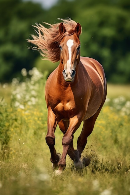 hors galloping in the steppe Generative AI