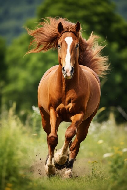 hors galloping in the steppe Generative AI