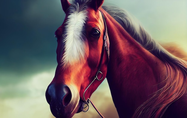 Horse animal portrait of a horse digital art style illustration
painting