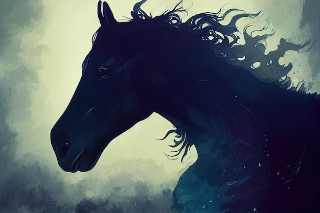 Horse animal Portrait of a horse Digital art style illustration painting