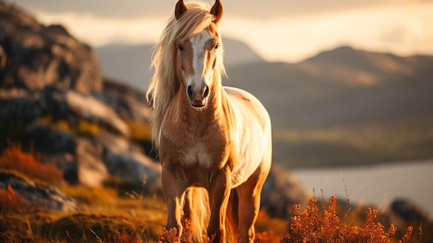 Horse beauty in nature nice landscape background