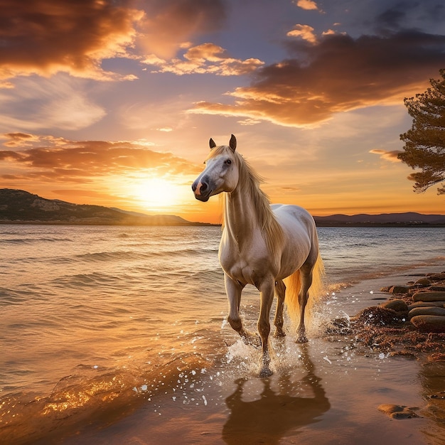 horse by the water