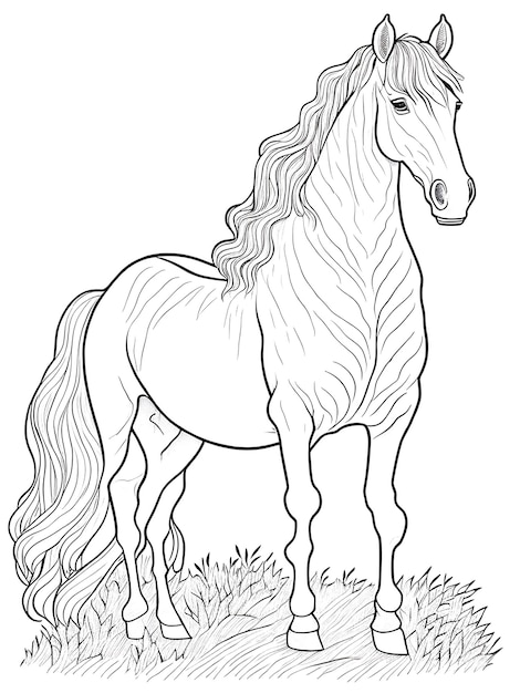 Horse coloring page for kids