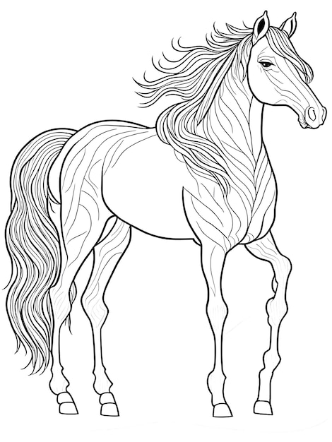 Photo horse coloring page for kids