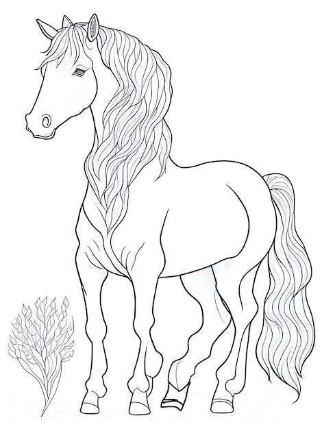 Horse coloring page for kids