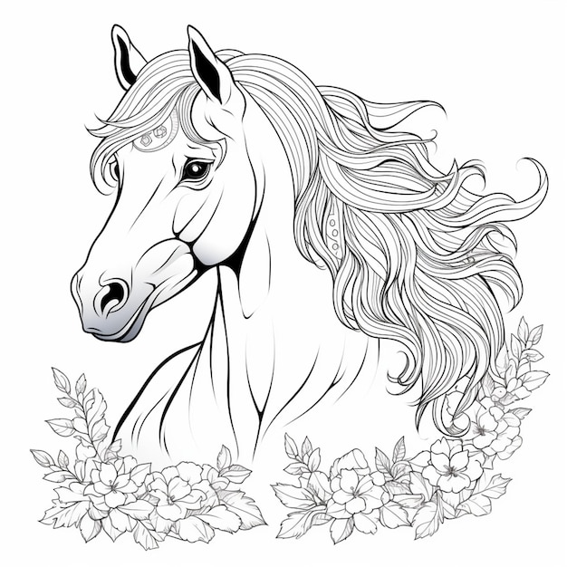 horse drawing outline for coloring