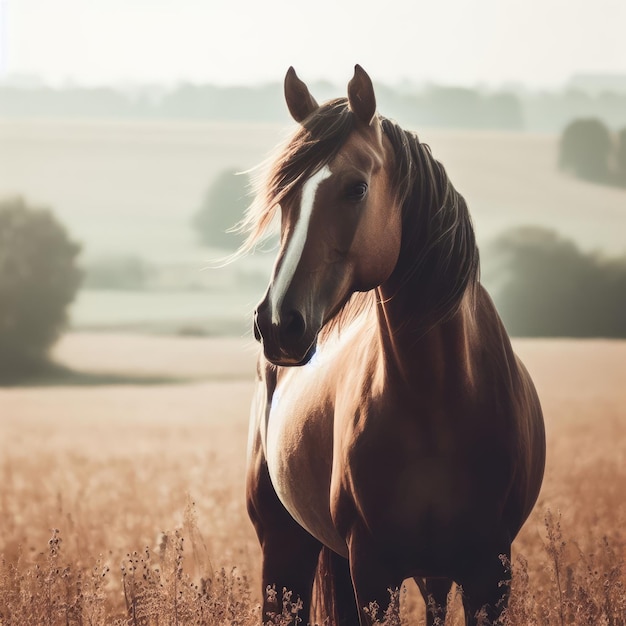 野での馬 動物の背景