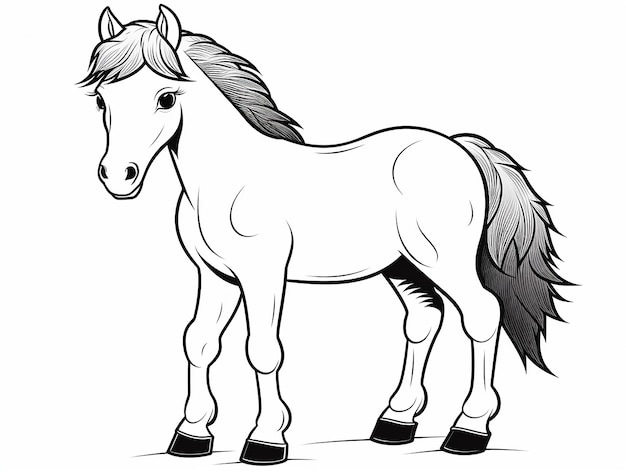 Horse gallop kids simple line art