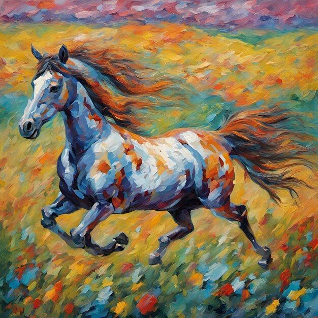 horse galloping in the meadow