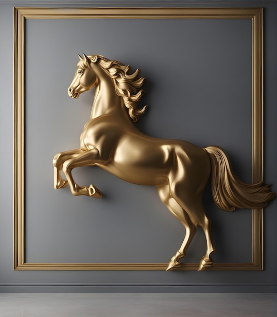 Horse Golden frame luxury wall