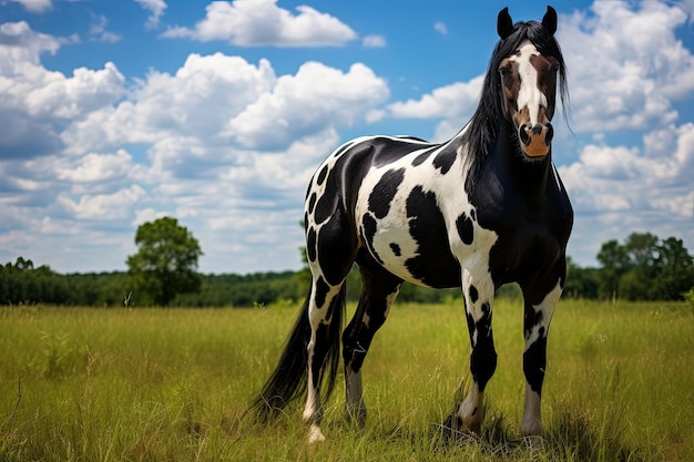 Horse grazing in field