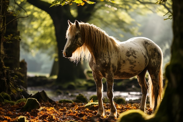 a horse grazing in a serene meadow surrounded by lush green grass and colorful wildflowers