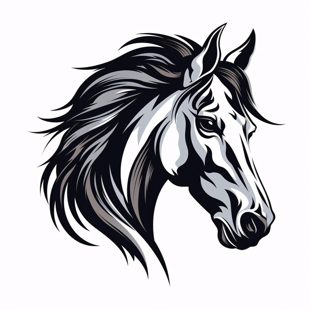 a horse head with a long mane