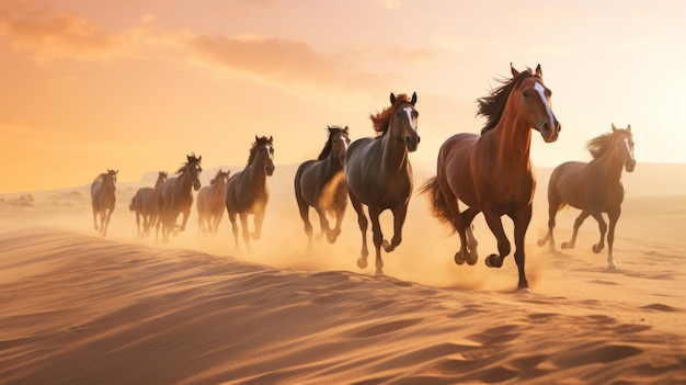 Horse herd in desert