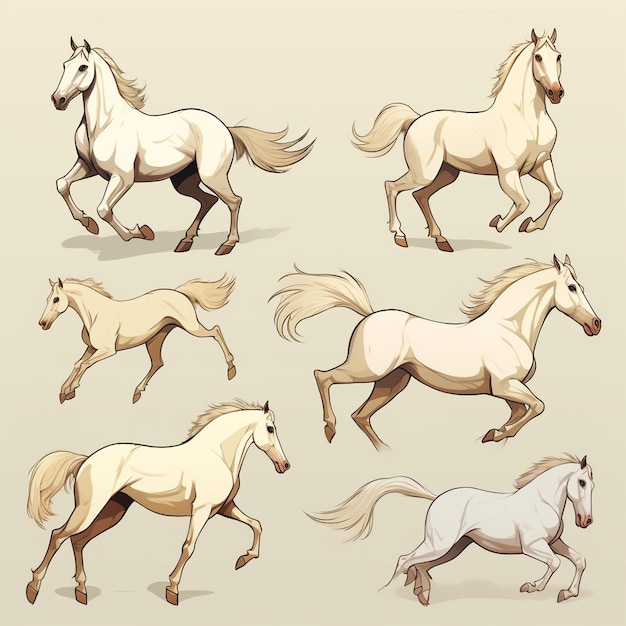 A horse illustration pose