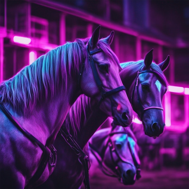 Horse images with foal theme ai generated