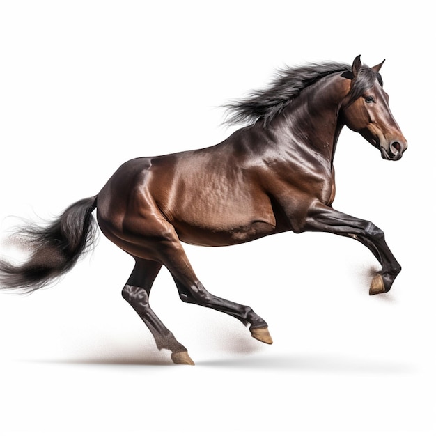 A horse is running with a black mane and tail.