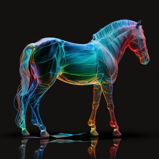 A horse is shown in a colorful image.