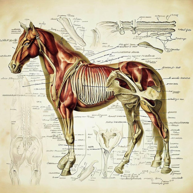 Foto viene mostrato un cavallo con l'anatomia del cavallo.