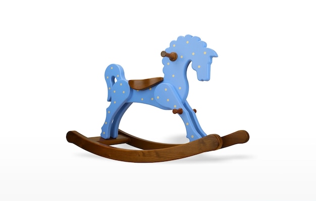 the horse is a wooden toy swinging made of wood painted with environmental paint a beautiful