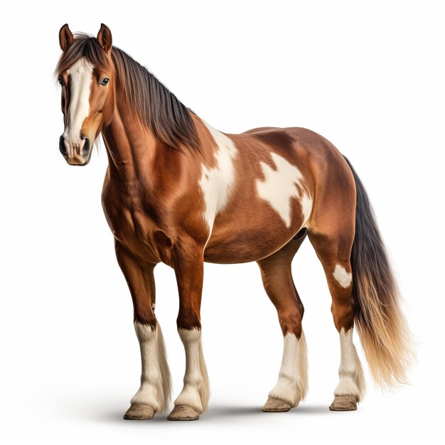 Horse isolated on white background Side view 3D illustration