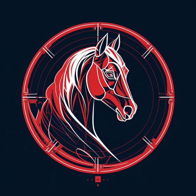 Photo the horse logo is circled by lines