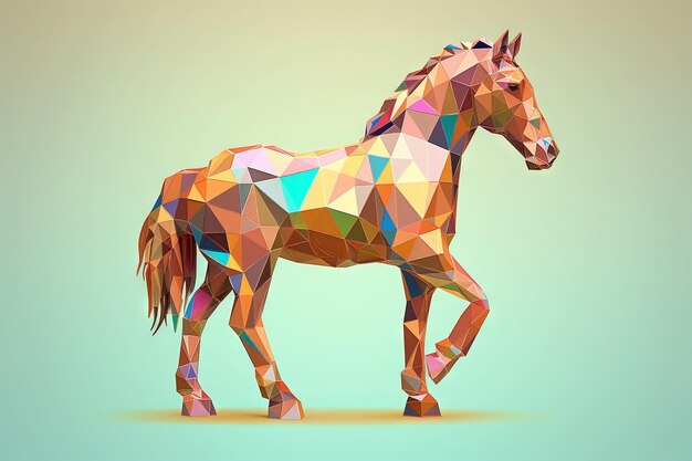 Horse Low poly animal style illustration generative ai