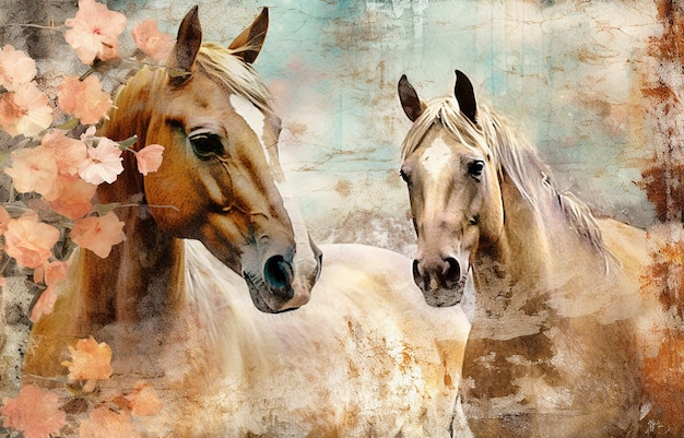 Photo horse oil on canvas ink abstract art modern creative abstract artwork gold print