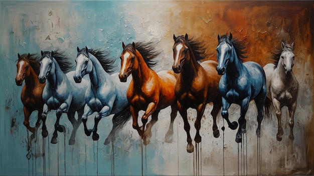 Horse painting on canvas Artwork with horses Horse painting on canvas